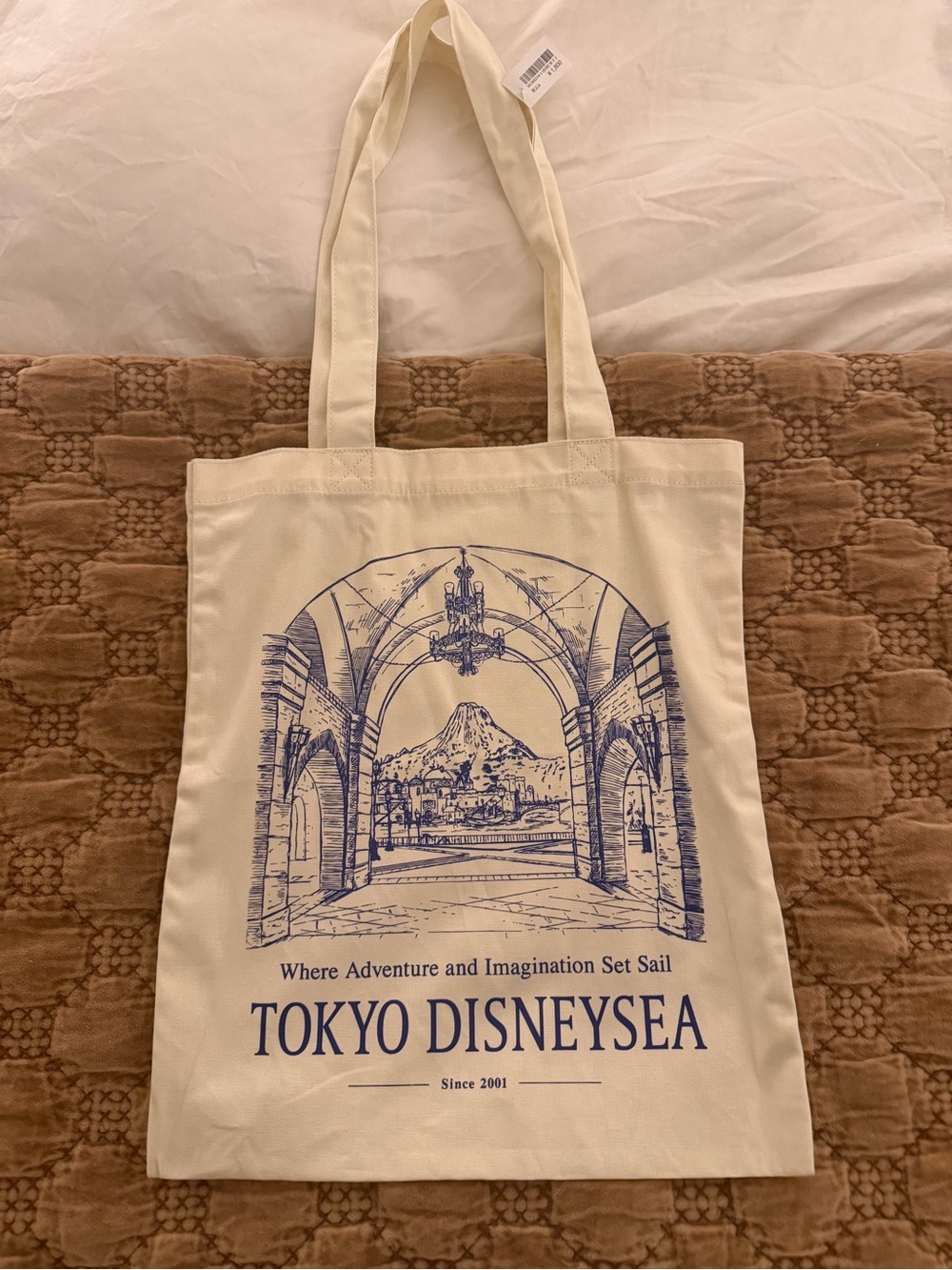 Disney Cream Tote with Navy Tokyo DisneySea Print